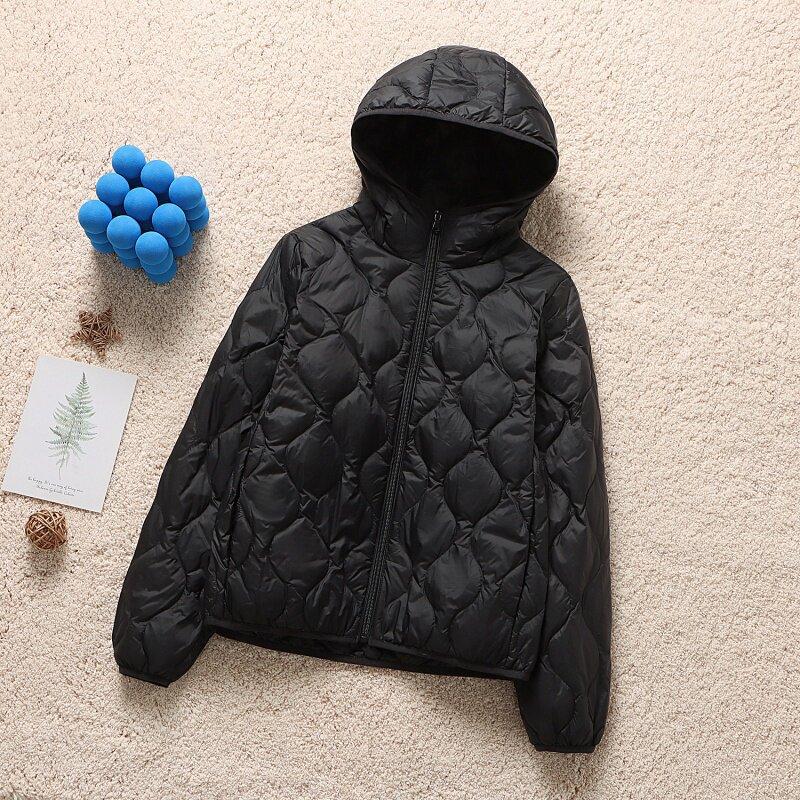 New Autumn and Winter Light Down Jacket Women's Short Hooded V-neck Loose Warm Jacket Type Light