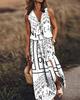 2023 Summer Sleeveless Long Dress: Fashionable Women's Casual Printed Dress with Waist-Cinching Zipper