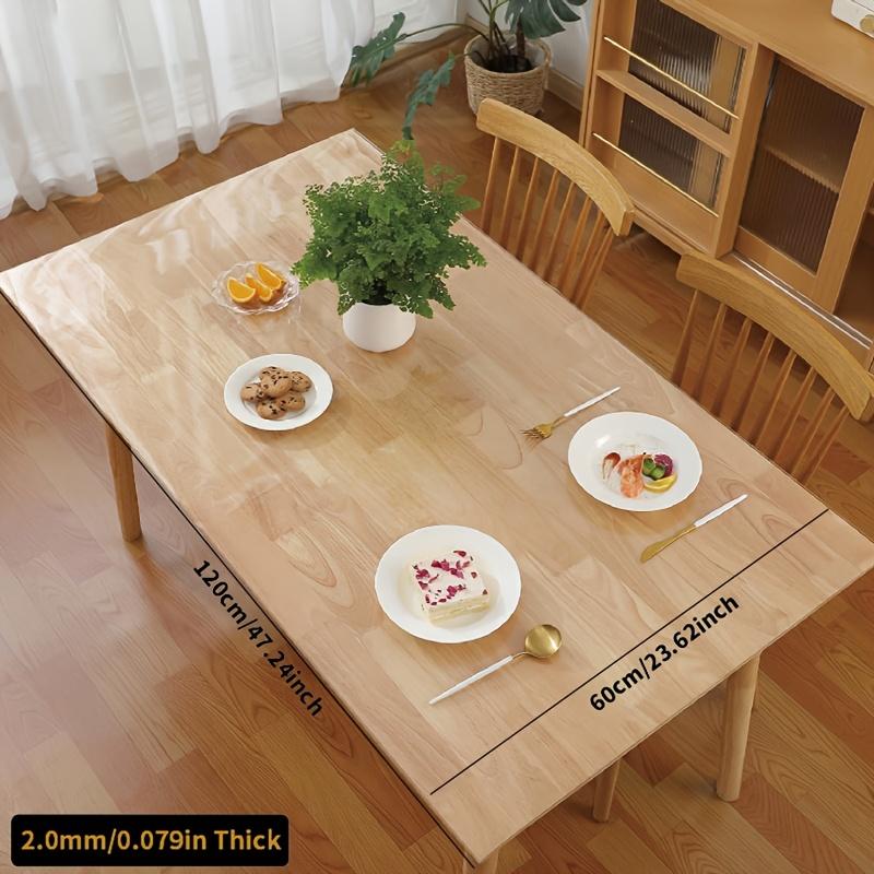 2mm PVC Transparent Tablecloth and Table Mat Protective Film, Scratch-Resistant and Heat-Resistant Tablecloth