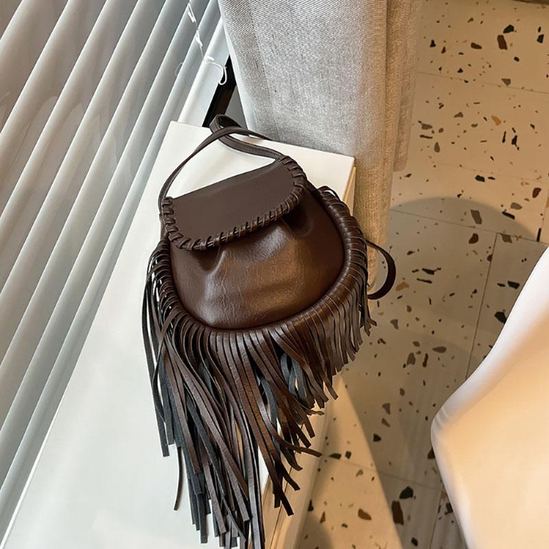 Niche Design Tassel Crossbody Bag Korean Style Lady High-End Fashion New Small Square Bag  Simple Wind Commute Shoulder Pack