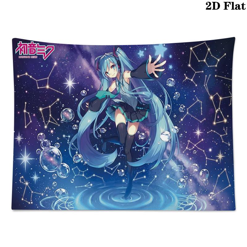 Anime Miku Wall Tapestry Aesthetic Wall Hanging Printed Fabric Blanket Decorative Tapestries for Bedroom Living Room Home Decor