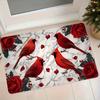 1pc Flannel Mat, Cardinal Red Rose Marble Pattern Entrance Door Mat, Bedroom Kitchen Bathroom Non-Slip Water-Absorbing Floor Mat