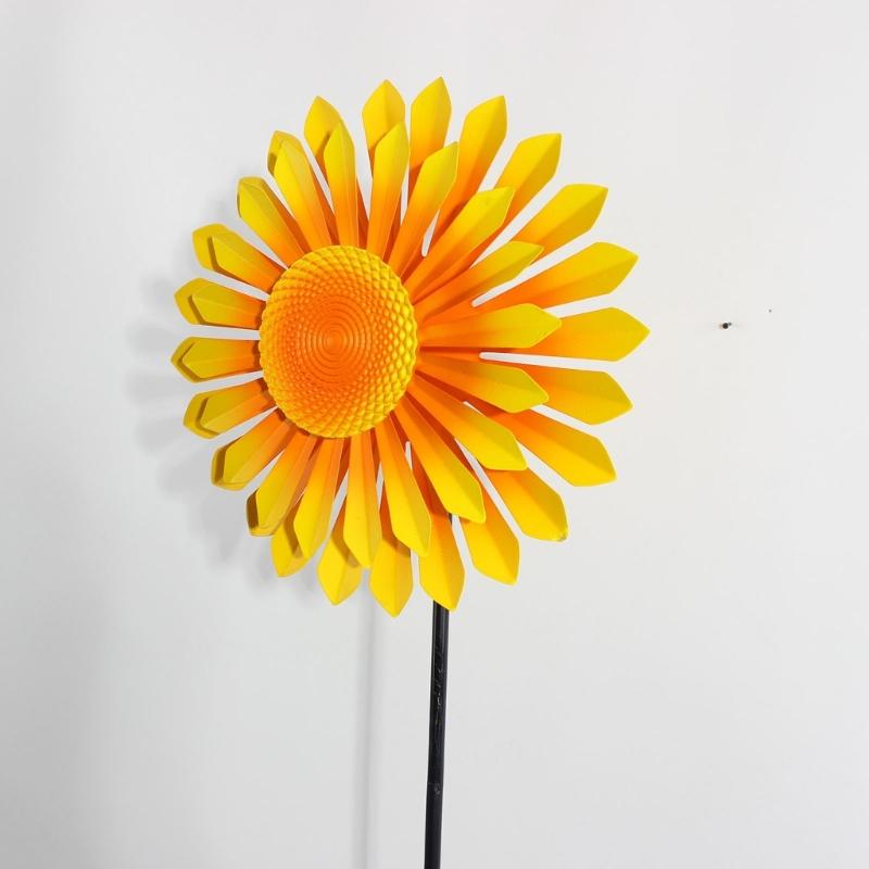 Flower Wind Spinner Windmill Toy Decoration Handheld Pinwheels Decoration Colorful Flower Sculpture For Backyard