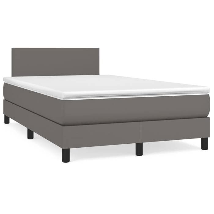 3140997 vidaXL Divan Bed with Mattress Grey 120x200 Cm Faux Leather