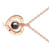 Heart Shape Women Necklace Brass 100 Loving Words Glass Pendant Girl Neck Jewelry Accessories