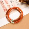 Multi-circle green sandalwood bracelet, men's and women's cultural play plate play bracelet, agate wooden Buddha beads stacked with accessories