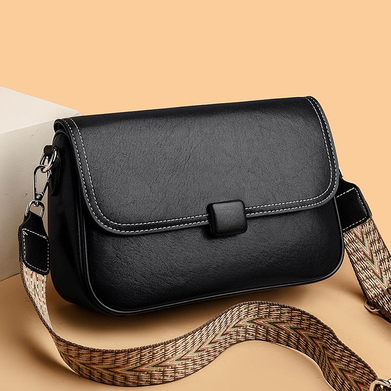 2024 Women's Crossbody Bag: Soft Leather, Fashionable Design, Wide Strap, Stylish Square Shape