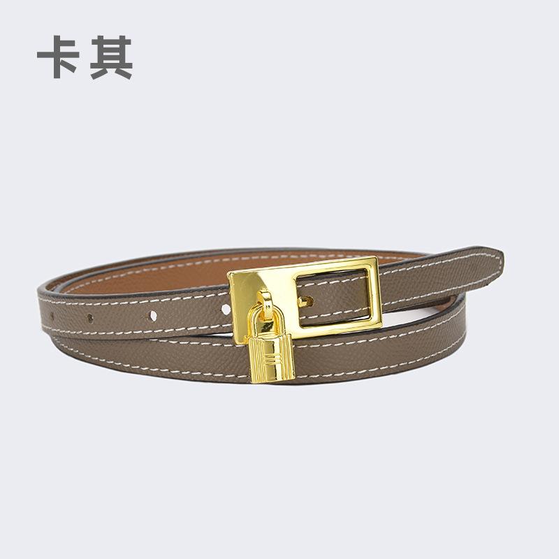 

Four Seasons Available New Belt Women S Fashion Cowhide Belt Lock Head Needle Buckle Free Adjustable Pants Bag Versatile Thin Belt 105cm