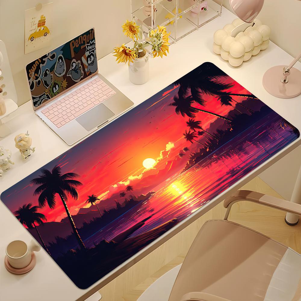 Island Tropical Sunset Beach Mouse Pad Nonslip Thickened MousePad Large Writing Lockedge Office Student Gaming Cushion 800x400x2mm