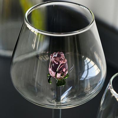Kreativní 3D růžové sklo Růže Vestavěné sklenice na červené bílé víno Šálek Nádobí Pohár Šampaňské flétna Domácnost Krásný dárek k Valentýnu