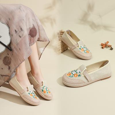 Summer New Cloth Shoes Embroidered Linen Cloth Shoes Shallow Mouth Retro Single Shoes Hanfu Shoes