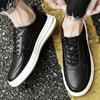 Men's Shoes Cowhide Casual Leather Shoes Men's Breathable Trend Soft Sole Tooling Shoes British Sports Shoes Casual Board Shoes Men