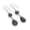 Natural Labradorite Gemstone 925 Sterling Silver Jewelry Earring 1.97" AE-12132