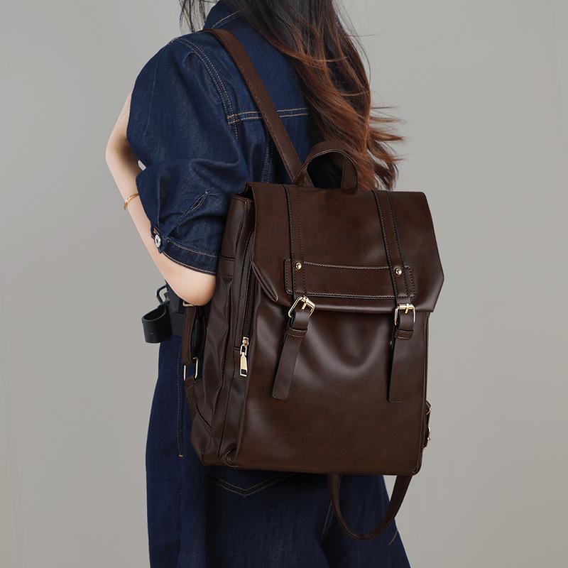 Backpack Girls School Bag Soft Leather Junior High School High School Students College Students Large Capacity Versatile Work Computer Bag Backpack