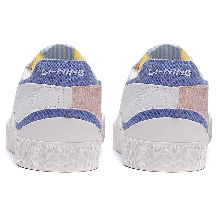 Li Ning Mu Mu Non-Slip Shock Absorption Low-Top Skate Shoes Women Sneakers White Blue AGCT162-3