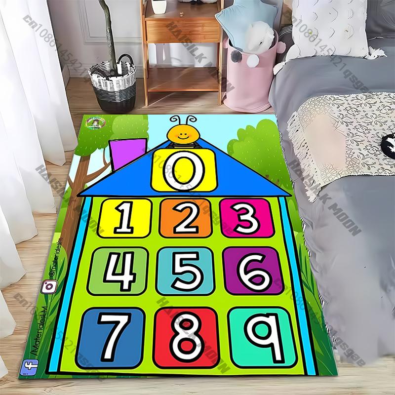 Bunter und lustiger Spielteppich, rutschfeste Bodenmatte für Wohnzimmer, Küche, Eingangstür, Balkon, waschbarer Teppich, Heimdekoration