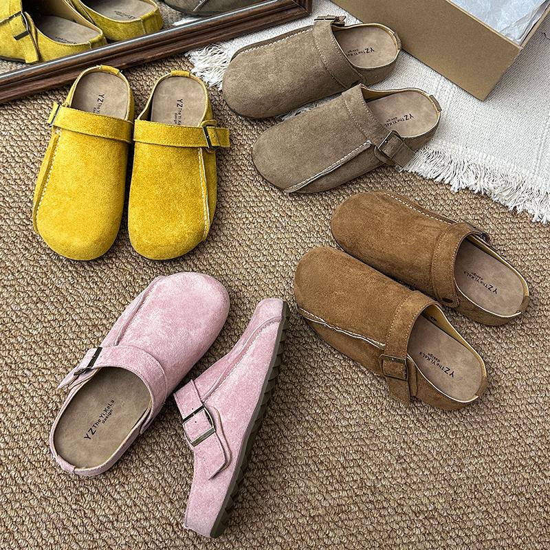 Fashion Fashion Boston Women's Casual Flat Suede Mules Slippers Cork Insole Sandals with Arch Support Outdoor Lovers Beach Sandals