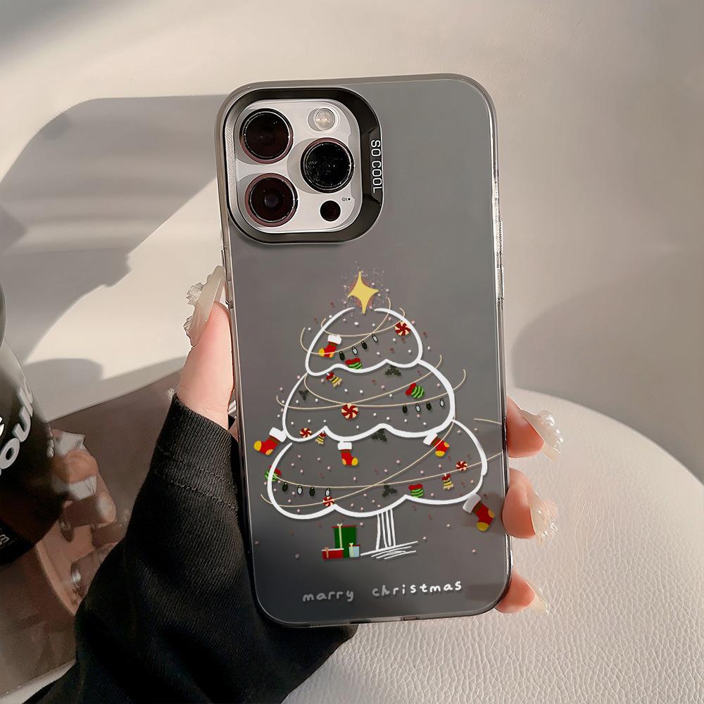 Cute Gingerbread Man Christmas Phone Case For iPhone 17 16 13 12 11 14 15 Pro Max Luxury Electroplate Silver Shockproof Cover