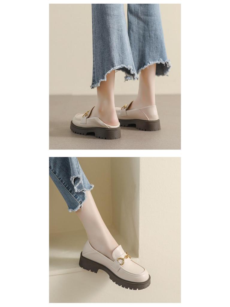 Weiwei Girl 681-3 Women's Height-Boosting Retro Loafers - Thick-Soled, Small Size, 2024 Style.
