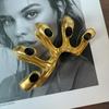 Big Hand Design Fashion Show Ring Heavy-Work Luxury Hand-In-Prayer Design Gold-Plated Big Hand Ring Elegant Exaggerated Ring