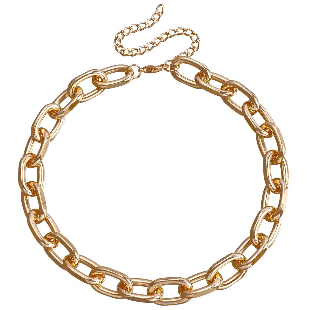 Accessories, Exaggerated Single-Layer Fringed Hip-Hop Style Necklaces For Women, Simple Retro Metal Thick Chain Necklaces
