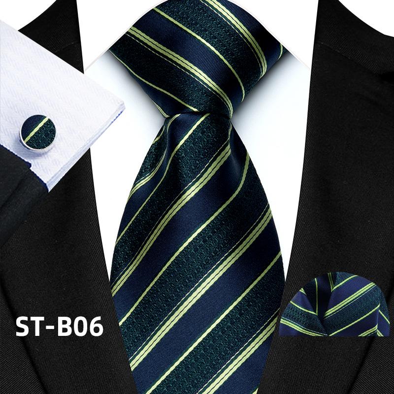 

2026 Striped Formal Men s Three-Piece Set: Tie, Pocket Square, Cufflinks