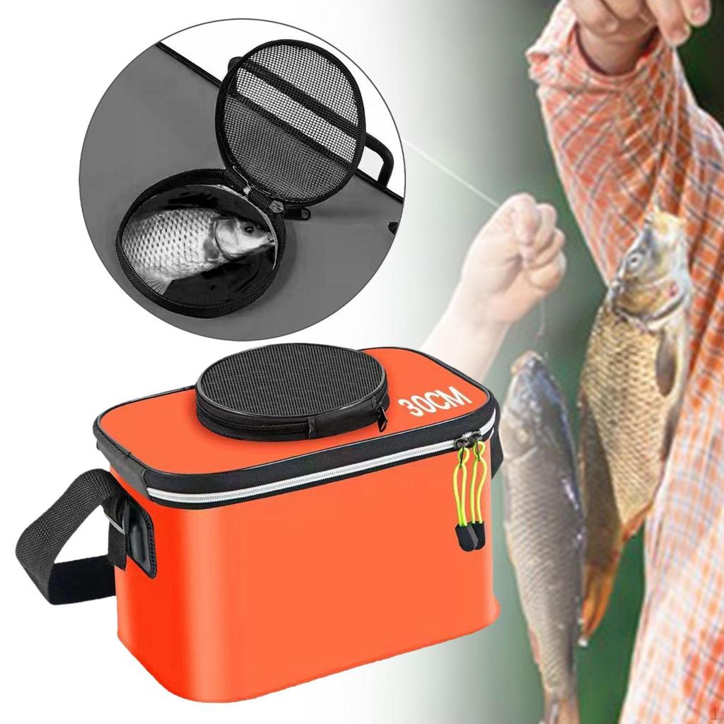 Fishing Bucket Fish Carrier Foldable Multifunctional Large Capacity Live Container with Strap