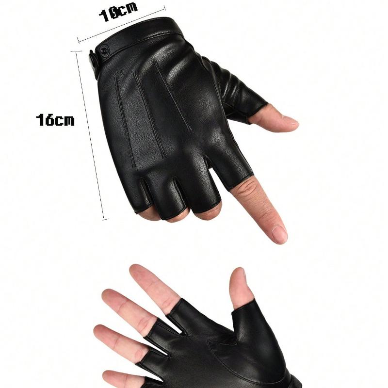 1 Pair Leather Fingerless Casual Sports Style Gloves, Fashion Street Dance For Men