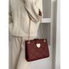 Rote Braut-Tragetasche mit großem Fassungsvermögen für Damen, neues Mode-Design, Karomuster, Schultertasche, lässig, Pendeln, Ketten, Umhängetaschen