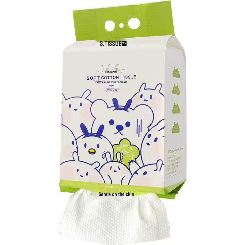 Wall-Mounted Family Pack: Extra Large Disposable Face Towels for Baby & Infant, Dry & Wet Use, Soft Cotton
