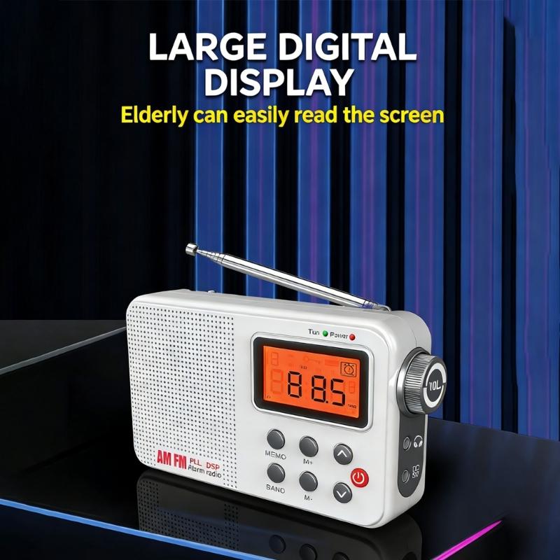 AM FM Band Radio with 45cm Extendable Antennas for Stable Reception 20 Presets Alarm Sleep Timer for Emergency Use