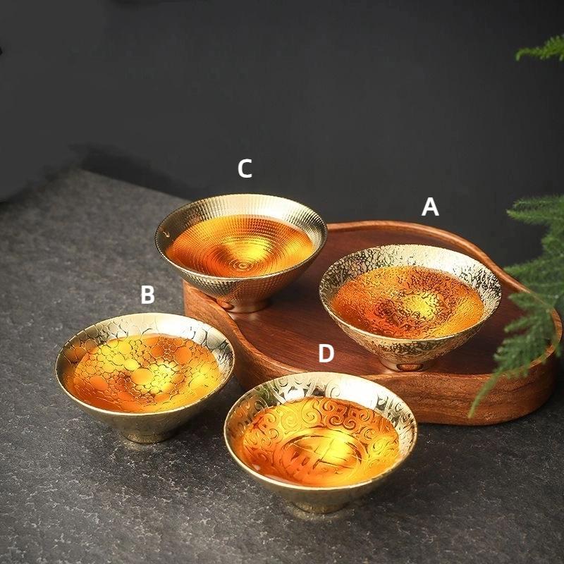 Ceramic Gold Glaze Kung Fu Tea Cup – Handmade Porcelain Small Bowl for Office