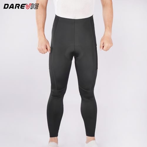 Darevie Men's Cycling Pants, Long, with Pockets, Spring/Summer, Padded Cycling Tights for Road Bikes, Shock Absorption, Pain Relief, DVP095