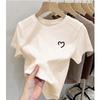 Design sense niche round neck simple short-sleeved T-shirt women's summer slim and thin age reduction versatile casual pure cotton top