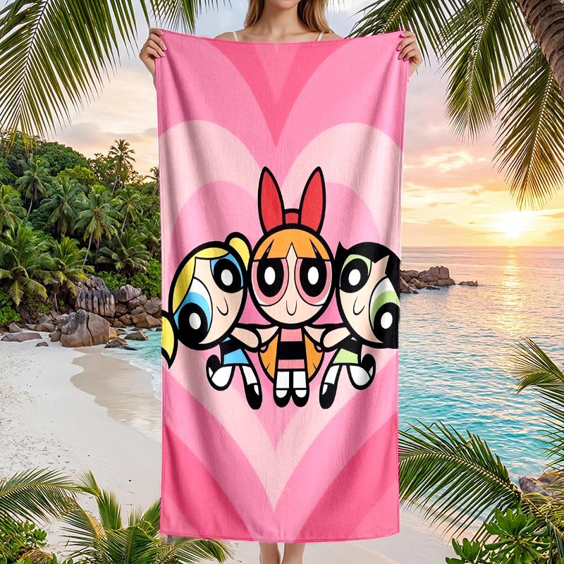 Powerpuff Fashion Beach Towel: Ideal for Summer Adventures Soft, Absorbent and Quick Drying Suitable for Swimming and Bathing