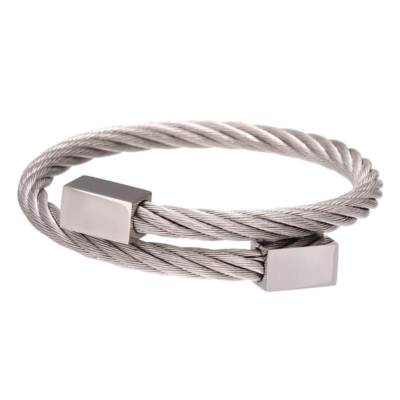 Unique Retro Style Stainless Steel Wrapped Geometric Bracelet Fashion Unisex Accessory Gift
