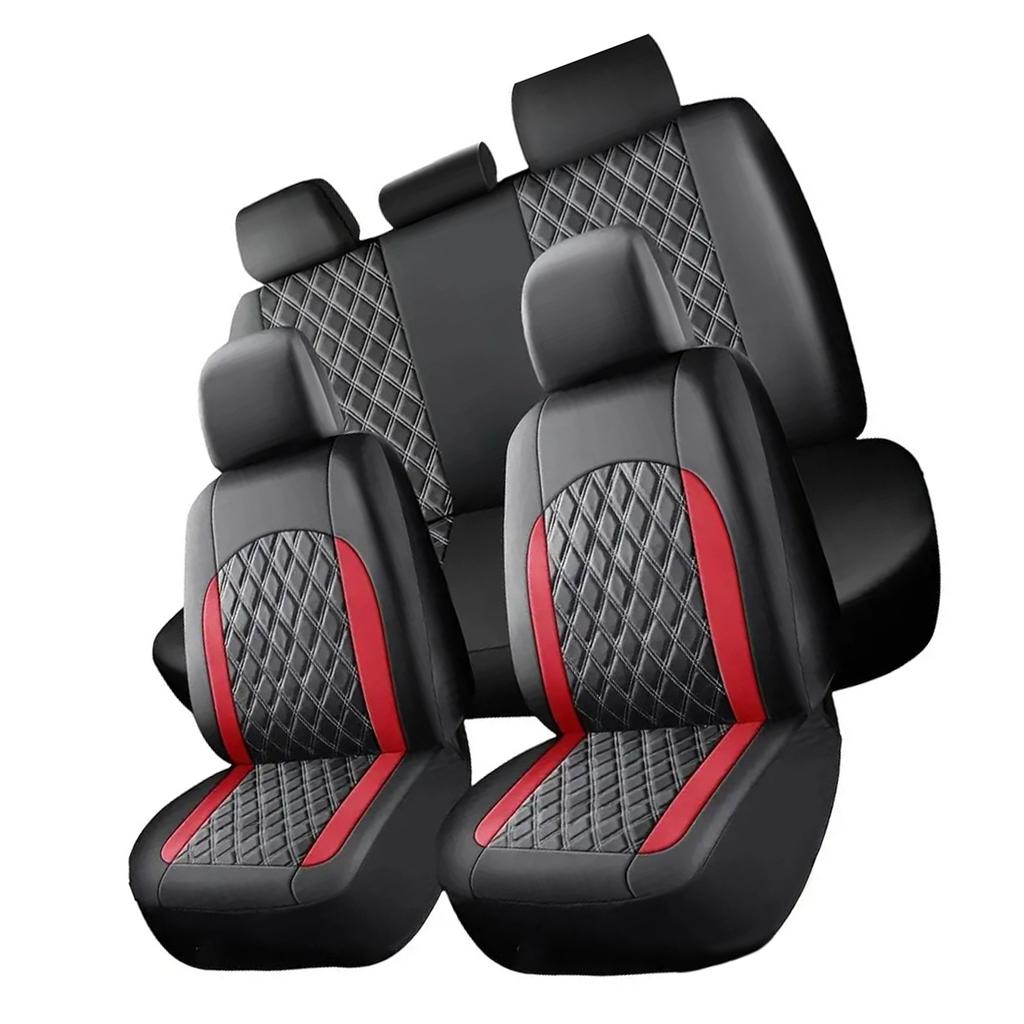 Full Set Car Seat Covers, Universal Fit PU Leather Front and Rear Seat Protectors, Airbag Compatible Automotive Seat