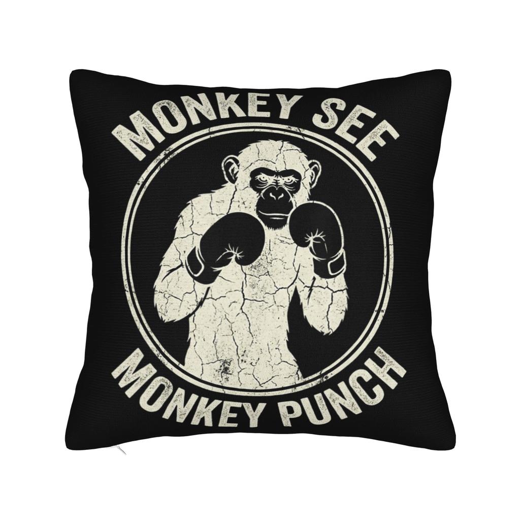 Team Punch Baby Monkey Punch Pillow Cover Novelty Pillow Case For Chair Sofa Home Decor Soft Cushion Cover Gift