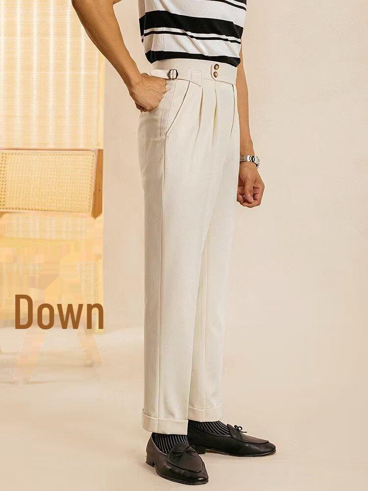 Herren Ganzjahres Hose im koreanischen Stil, lässig, gerade geschnitten - Unifarben & modisches Anzugdesign