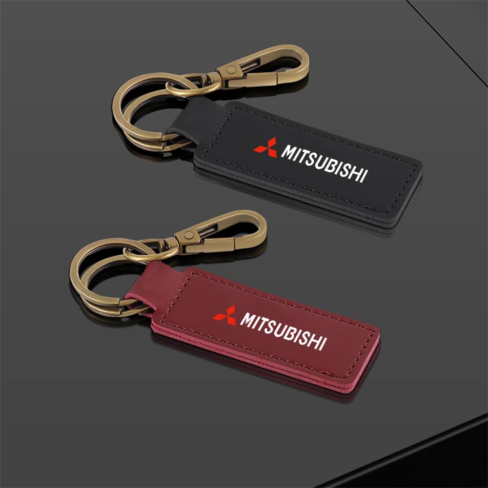 cwvc7 1pcs Metal Leather Keychain Ring Zinc Alloy Chain Key For Mitsubishi Lancer 10 Xpander Pajero 4 Montero V73 Triton Evolution Evo
