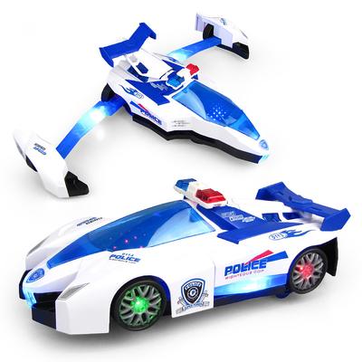 Electric Universal Automatic Deformation Police Car Automatic Return Light Music Toy