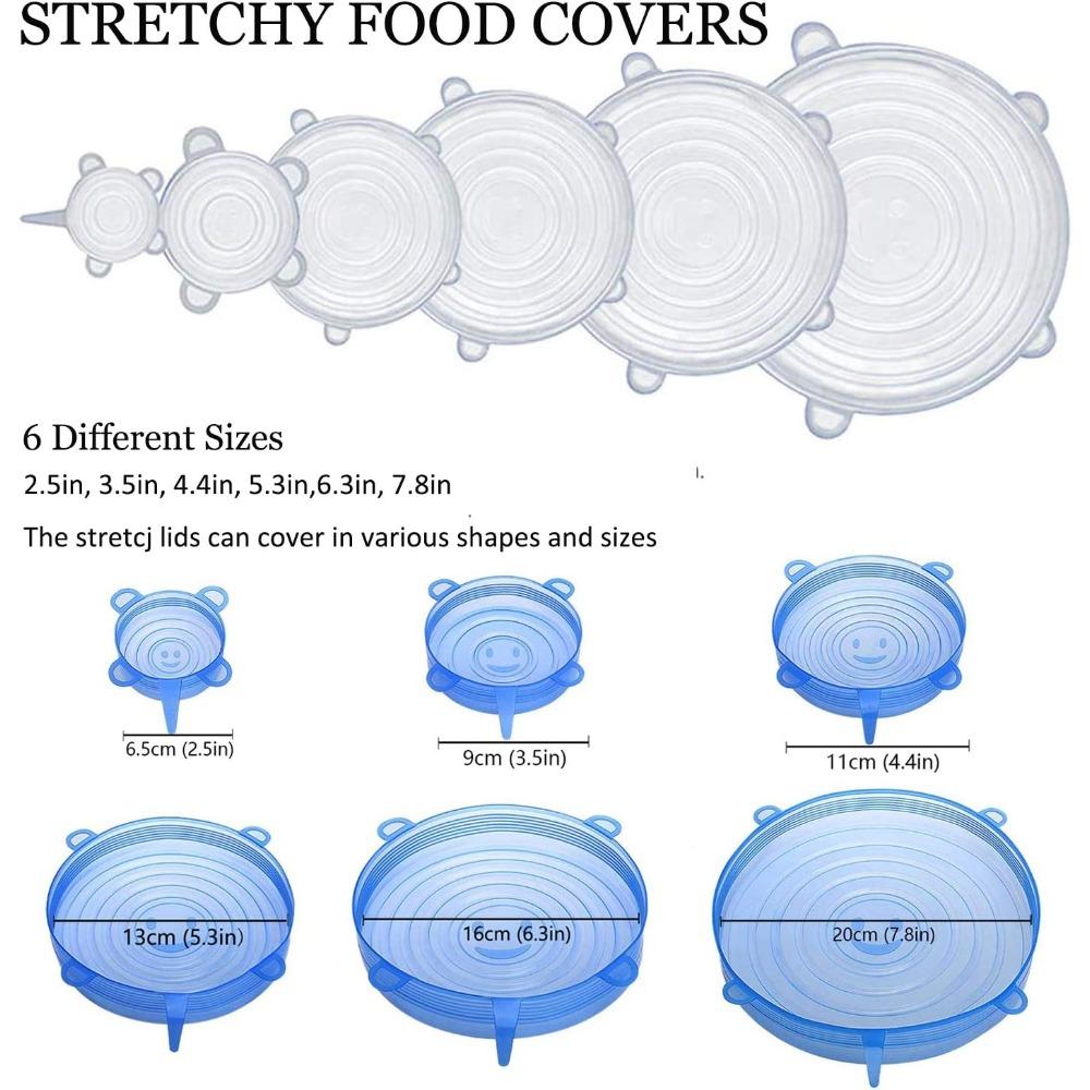6 Pack Silicone Elastic Lid Cup Accessories Reusable Silicone Lid Food Storage Silicone Bowl Lid 6 Sizes Meet Most Containers