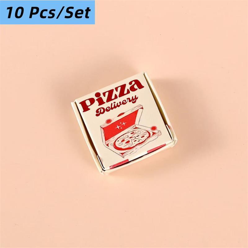 5/10 Pcs 1:12 Dollhouse Miniatures Pizza Box Model Doll House Accessories Decor Simulation Mini Food Toys Pretend Play Toys DIY