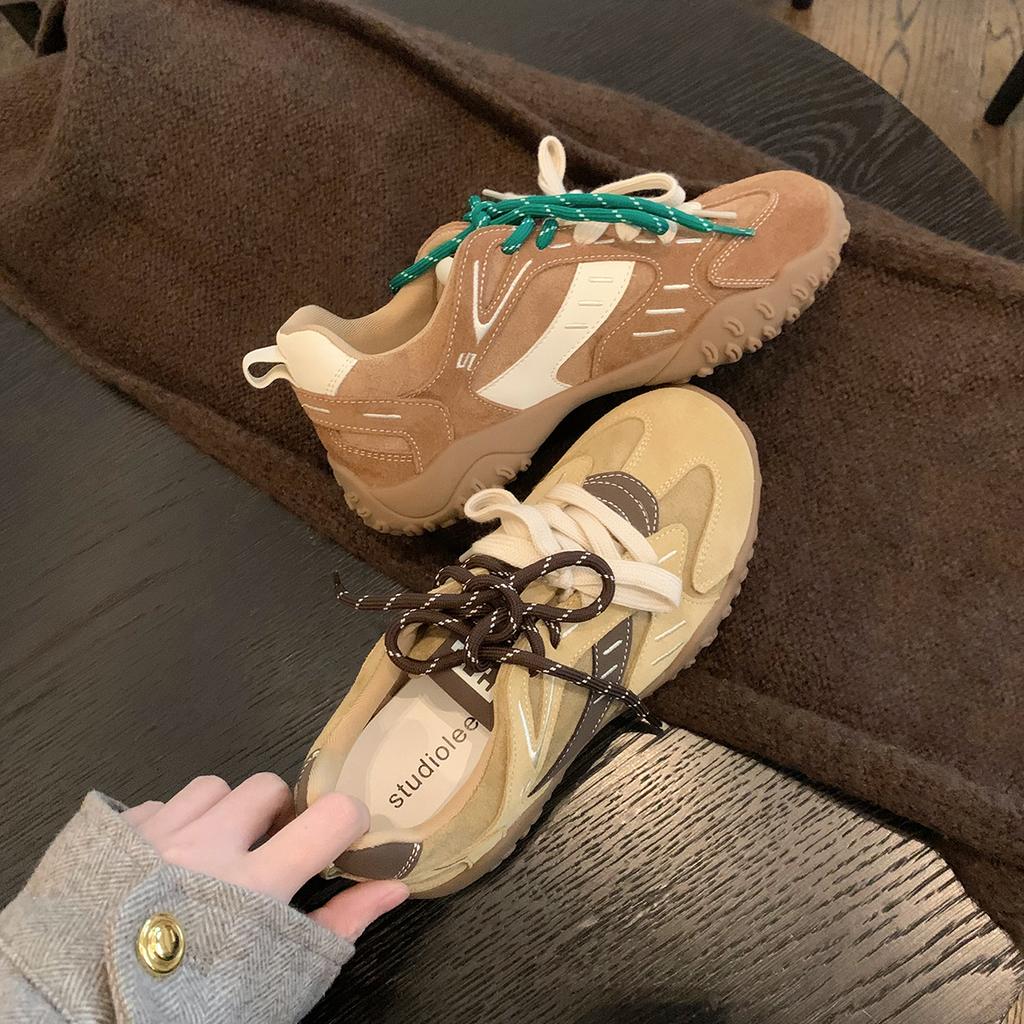 Grape mother studiolee thick-soled heightening casual velvet German training board shoes Forrest Gump shoes women's new 2025 autumn and winter