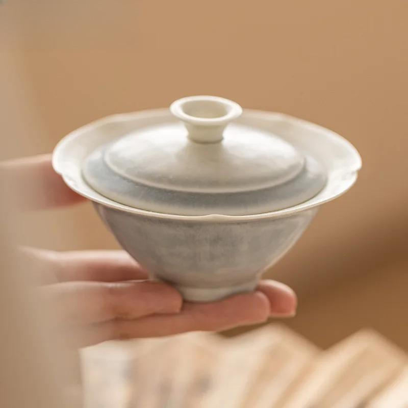 70ml Kiln Fambe Glaze Handmade Cover Bowl Chinese Style High-end Hat Gaiwan Ancient Tea Tureen Tea Maker Tea Items Decoration