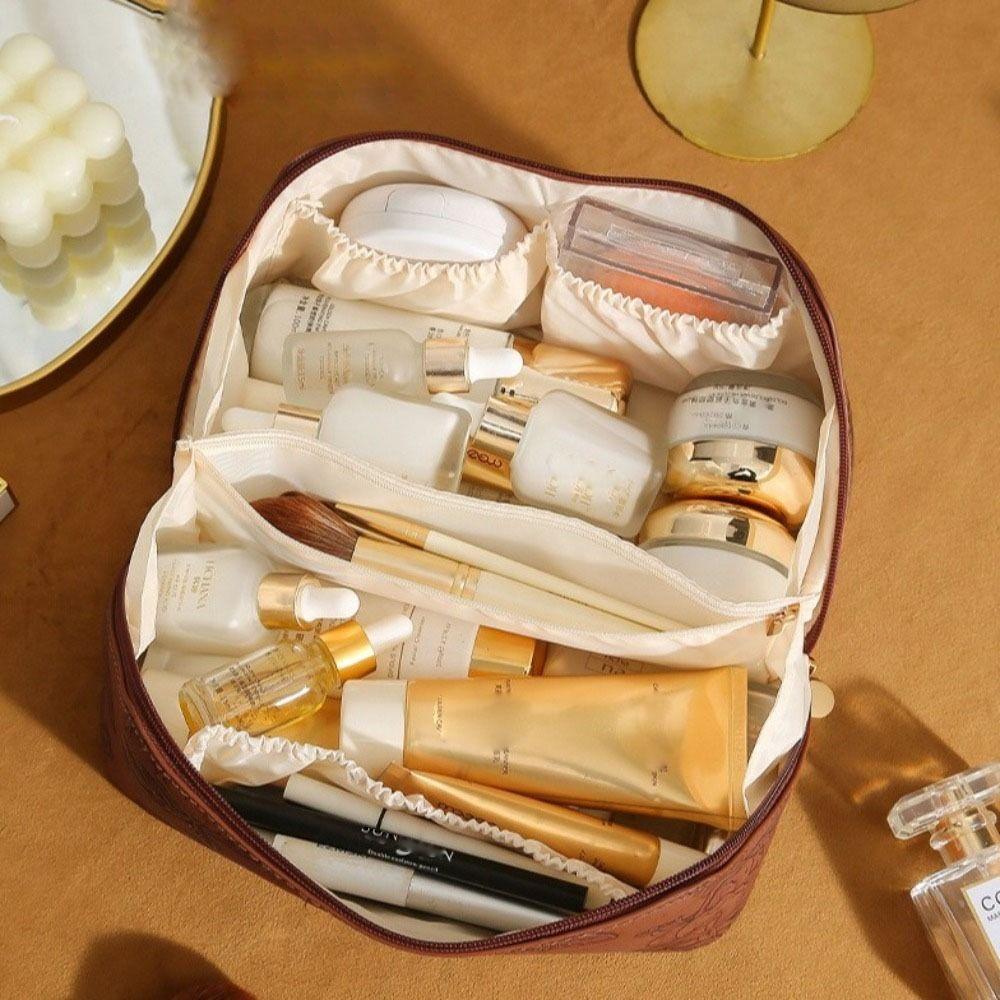 Vintage Travel Makeup Bag Large Capacity Toiletry Organizer  Skincare Bag