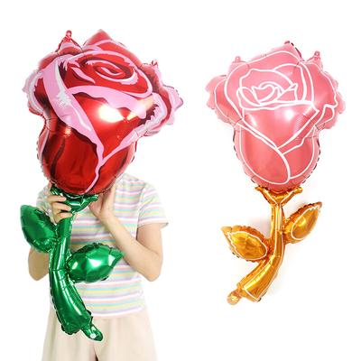 Rosenblume Aluminiumfolienballon, Valentinstag Muttertag Blumenballons Atmosphärendekoration Arrangement