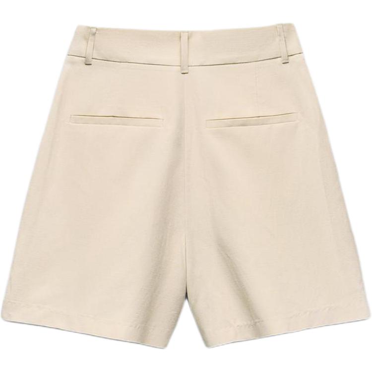 Zara Solid Color Comfortable High Waist Straight Leg Casual Shorts Women shorts Beige 3152503-710