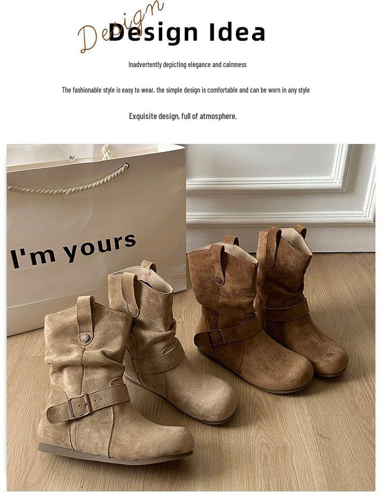 Damskie botki retro na ukrytym obcasie - Jesień 2025, styl kowbojski, Martin