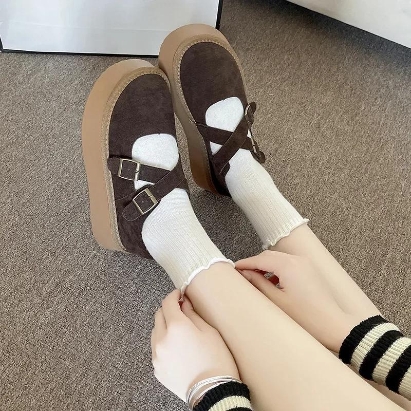 Fashion Women's Shoes Platform Female Footwear Casual Sneaker Round Toe Loafers Mary Jane Shallow Mouth All-Match Clogs Dress New